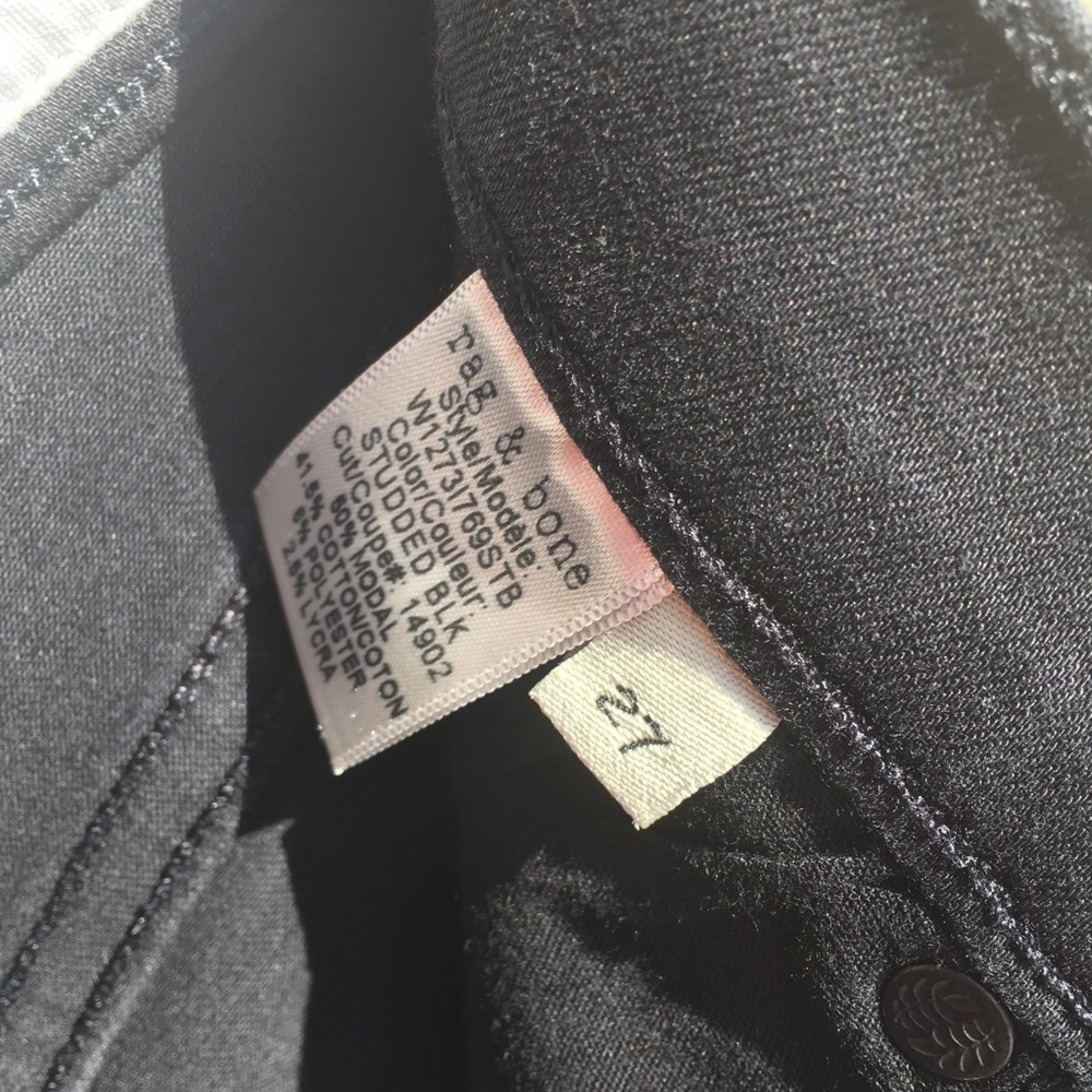 rag & bone Black Skinny Jeans with Side Stud Detailing - Picture 7 of 7